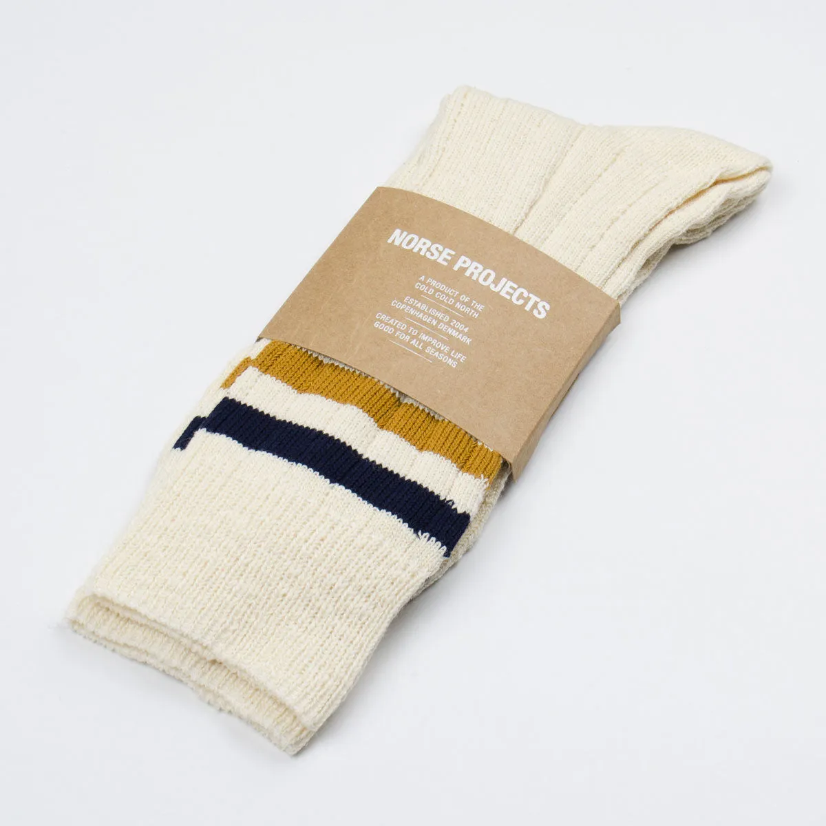 Norse Projects - Bjarki Slub Stripe Socks - Cadmium Orange