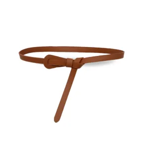 OLIVIA - Women's Tan Genuine Leather Knot Waist Belt