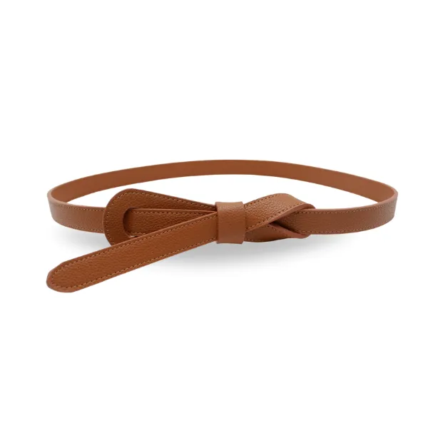 OLIVIA - Women's Tan Genuine Leather Knot Waist Belt