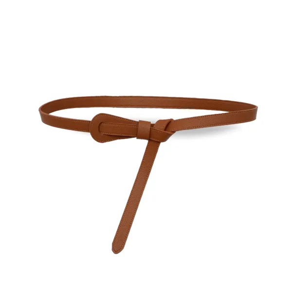 OLIVIA - Women's Tan Genuine Leather Knot Waist Belt