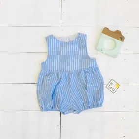 Orchid Playsuit in Blue Bell Stripes Linen