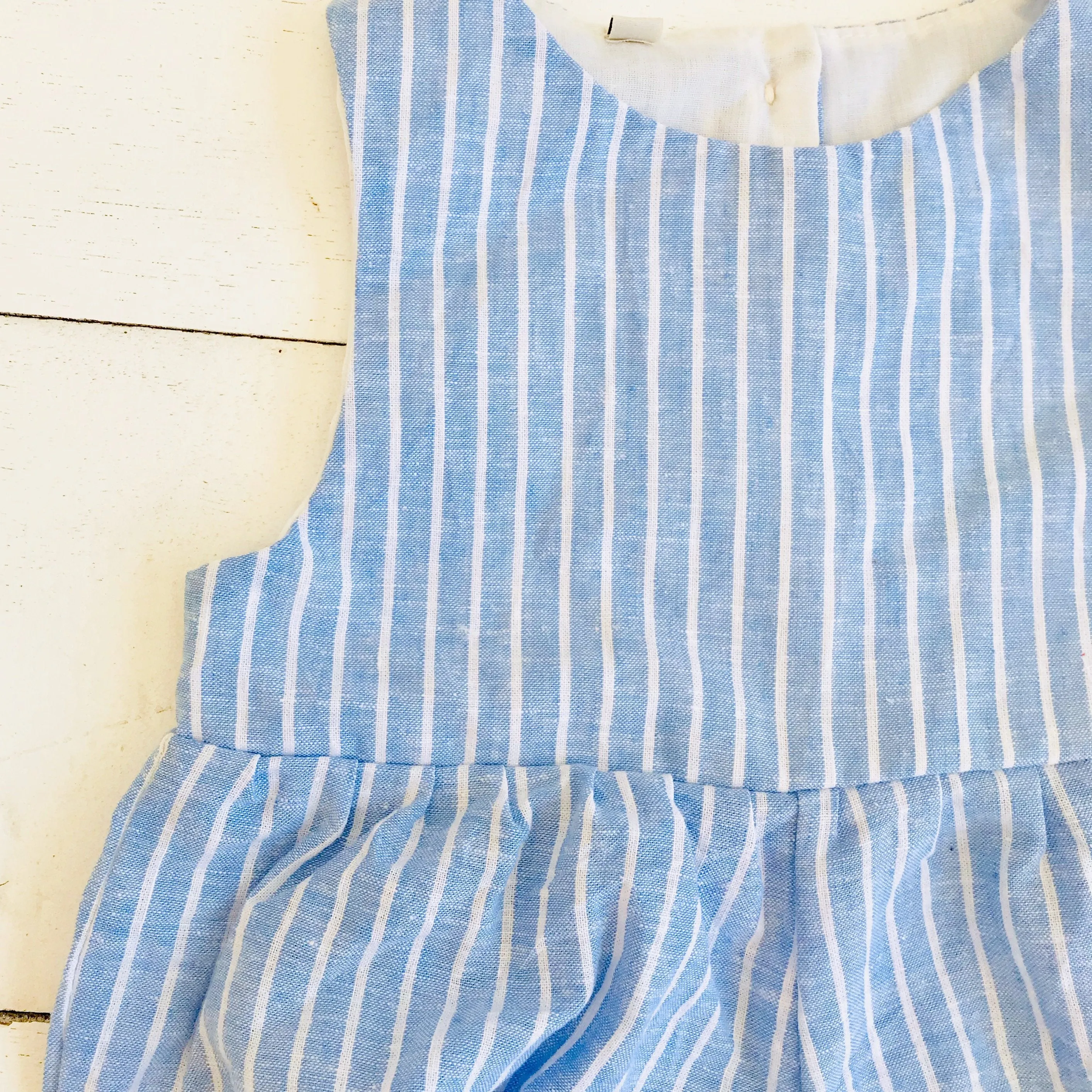 Orchid Playsuit in Blue Bell Stripes Linen