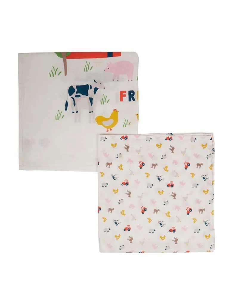 Organic Cotton Farmyard Friends Muslin 2 Pack by Frugi