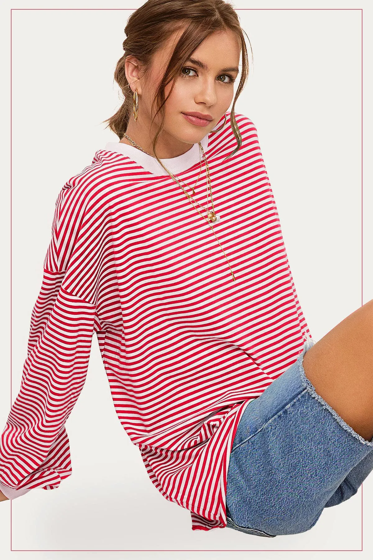 Oversized Striped Long Sleeve Pullover Top