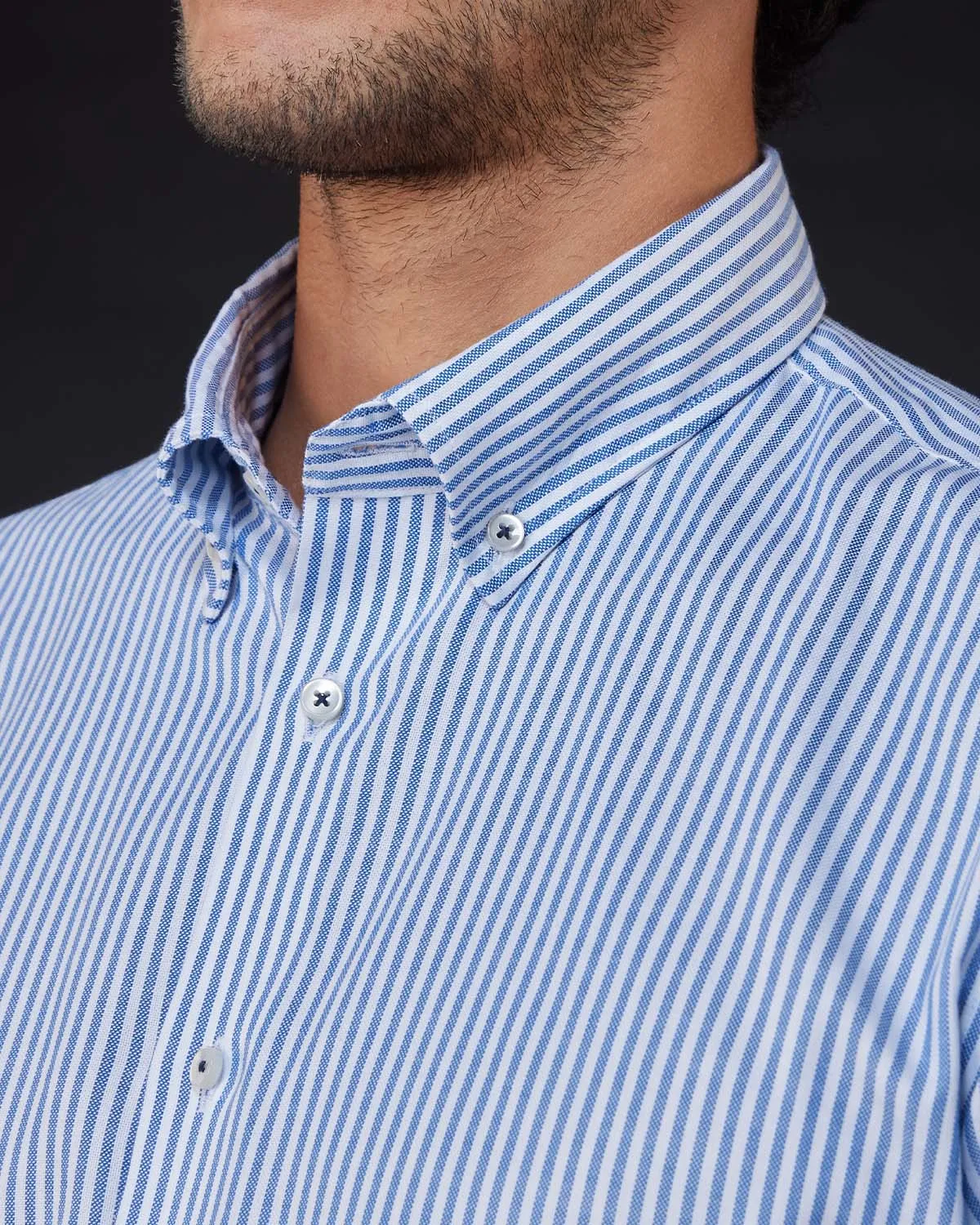 Oxford Striped Shirt - Dark Blue