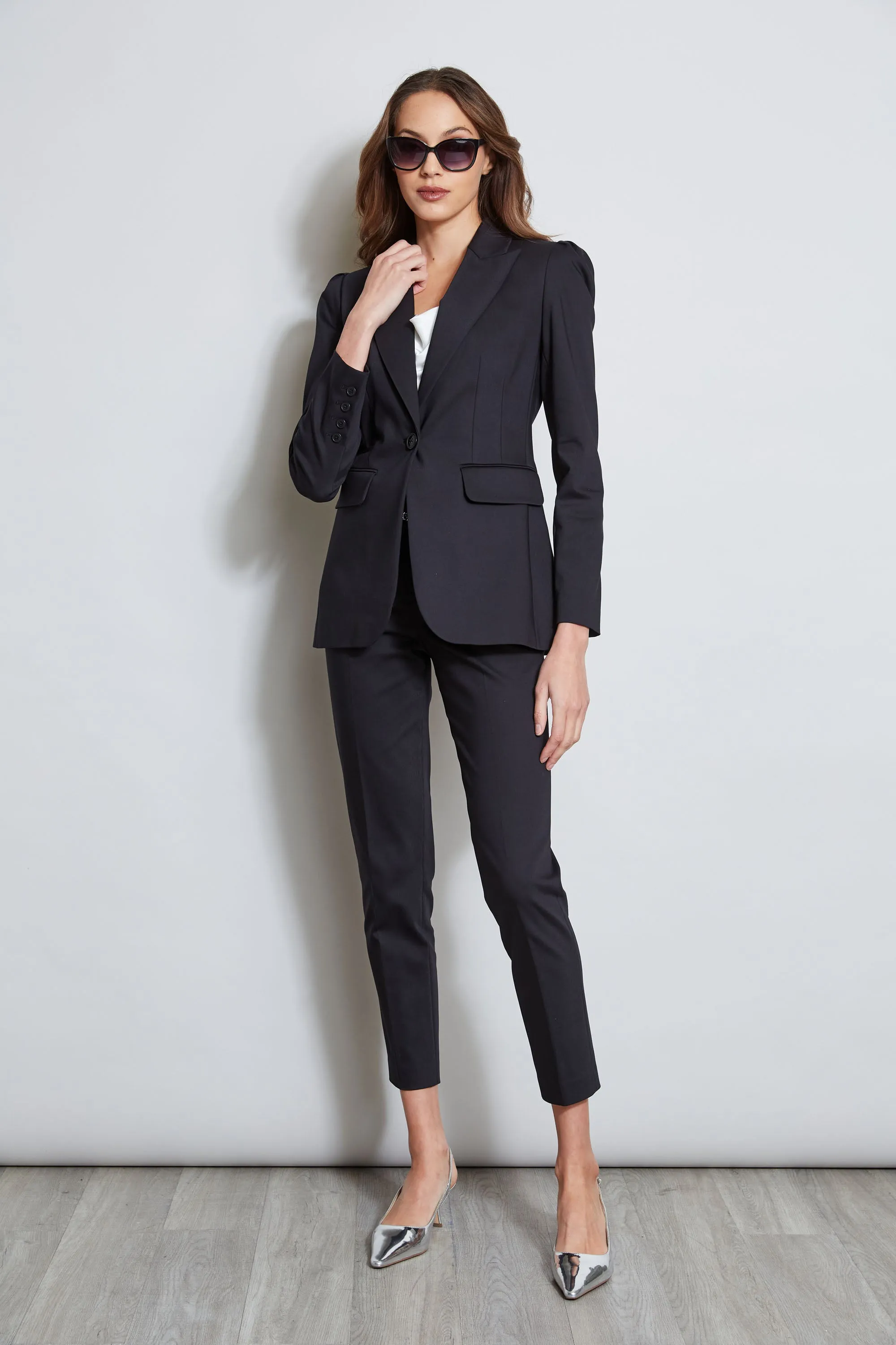 Pleat Shoulder Cotton Blazer