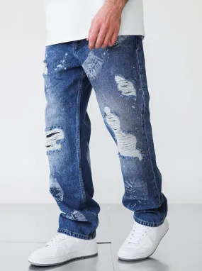 Premium Foot Print Destroyed Blue Denim