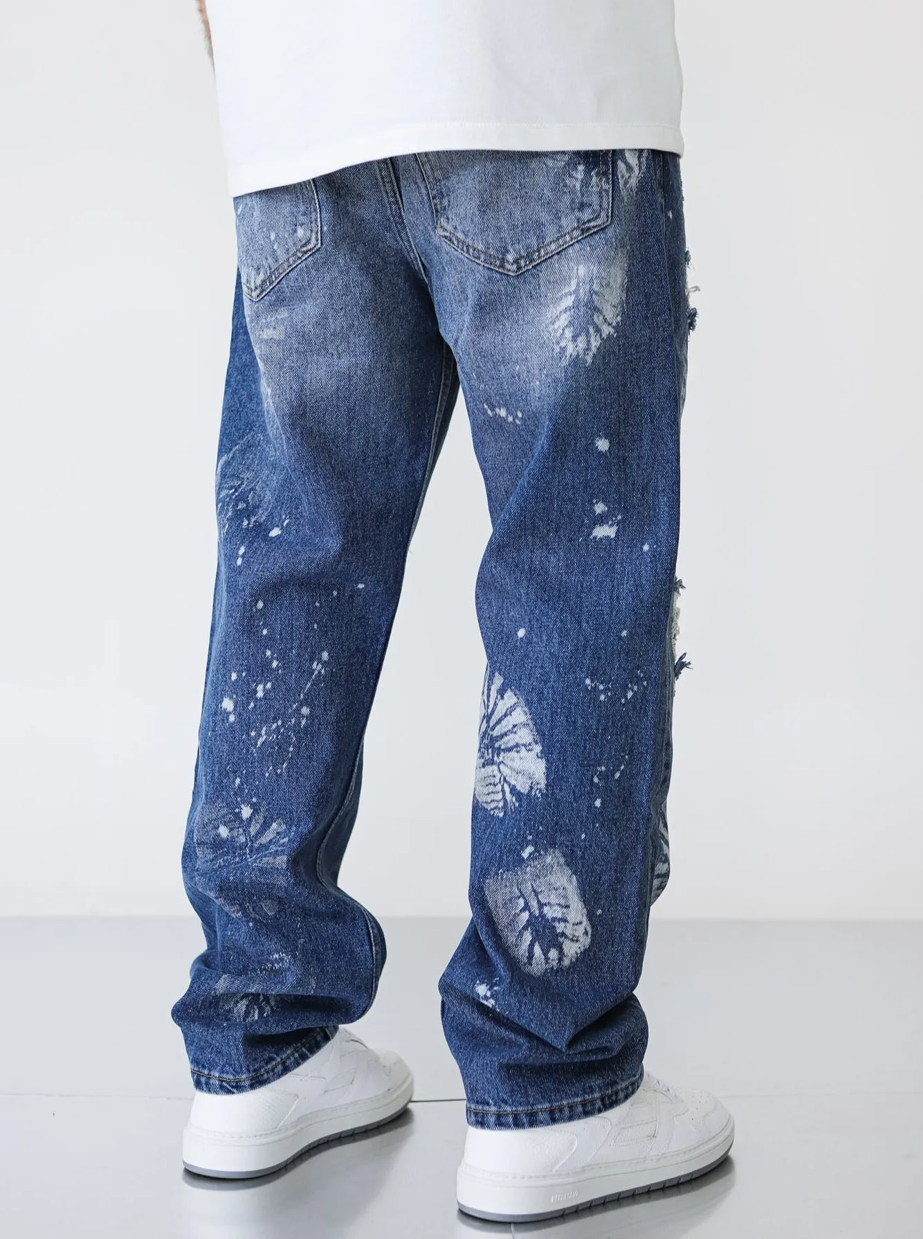 Premium Foot Print Destroyed Blue Denim