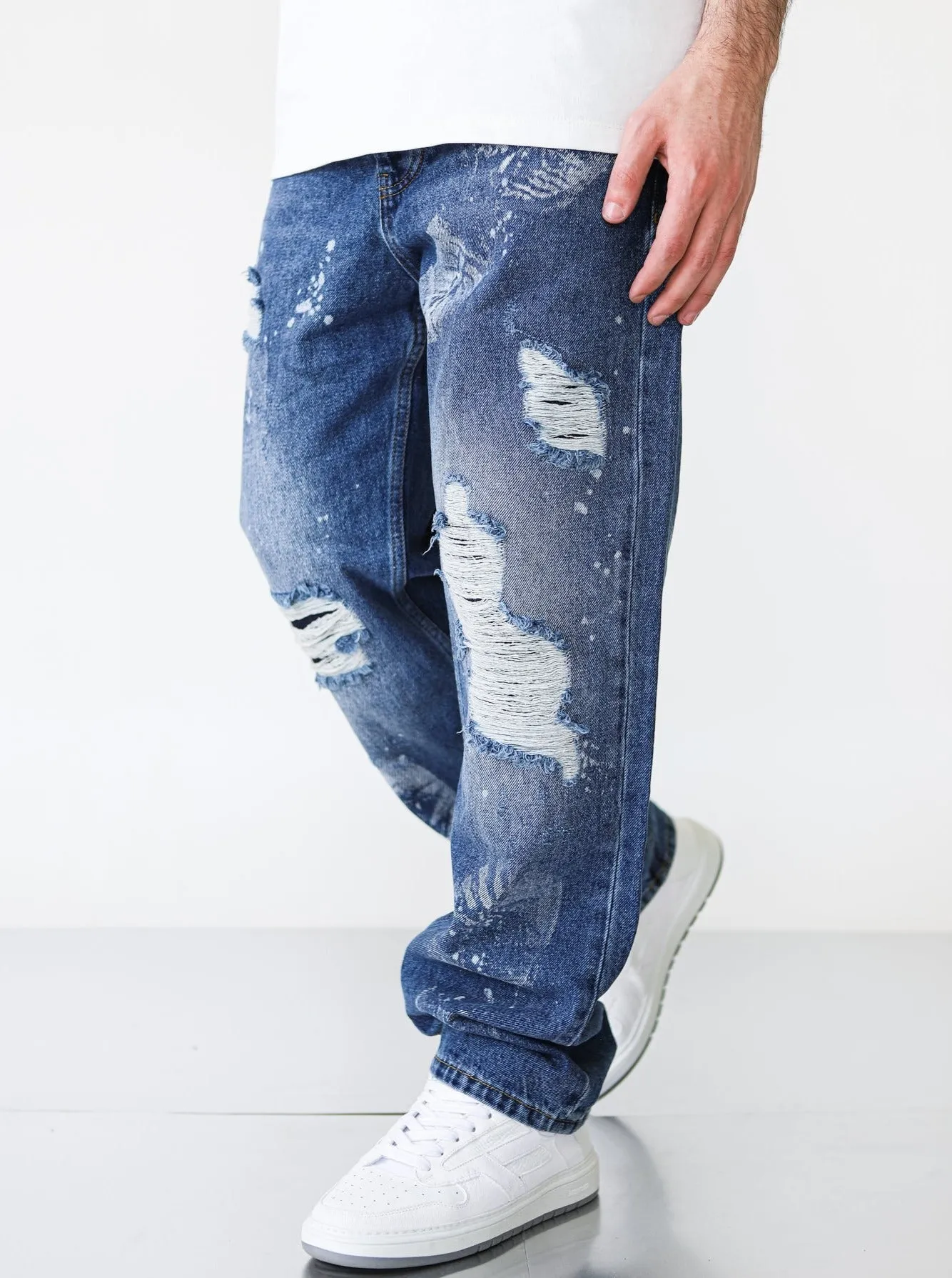 Premium Foot Print Destroyed Blue Denim