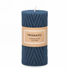 PRISMATIC RIDGED BLUE 5.5" CANDLE