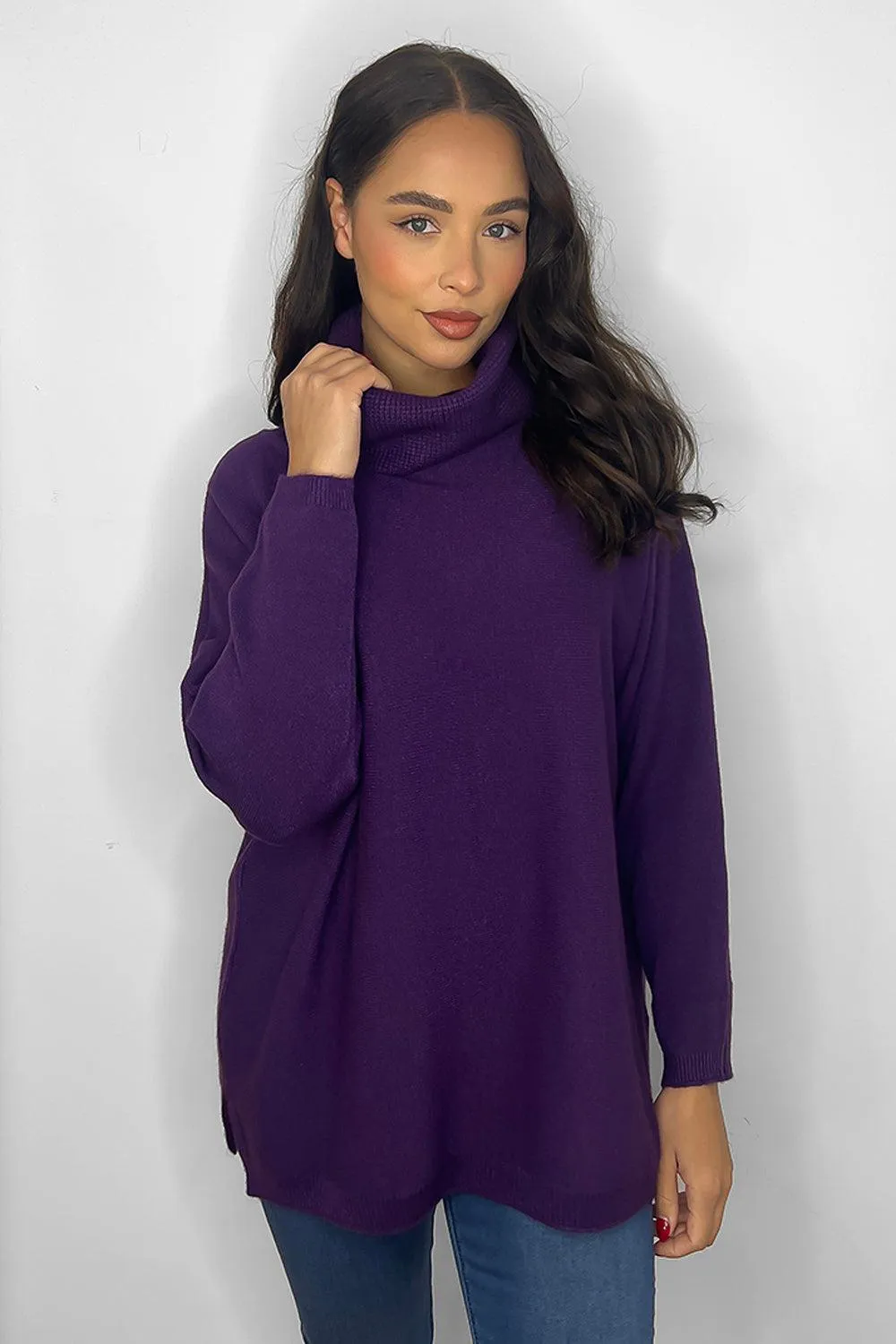 Purple High Turtle Neck Pullover