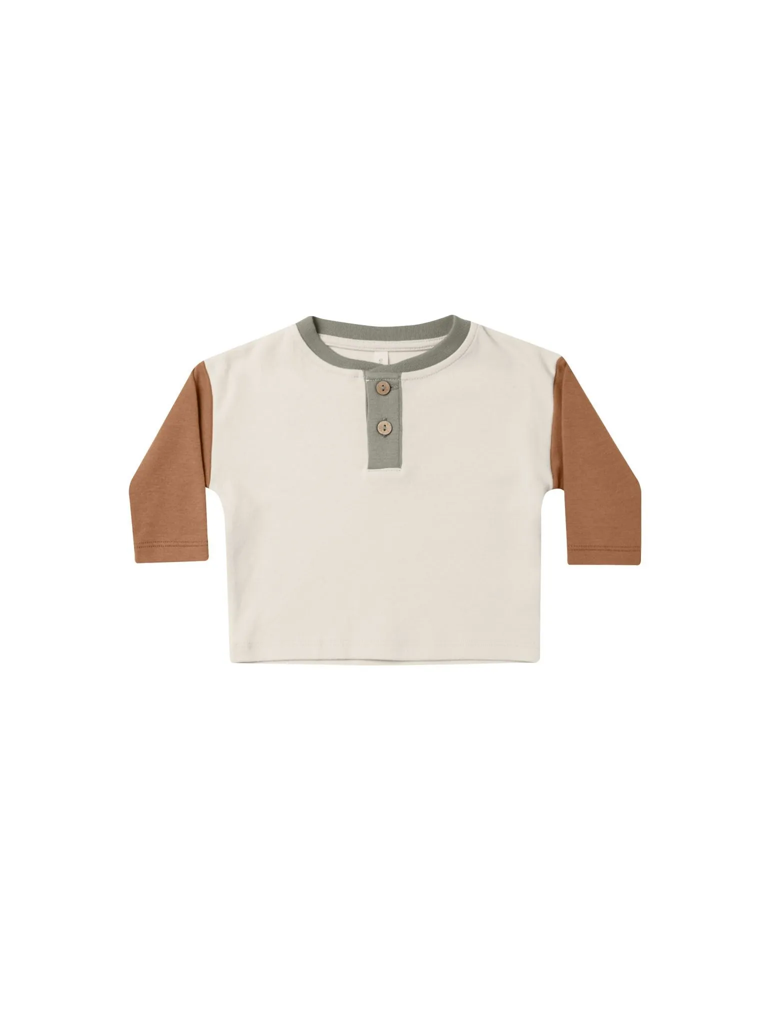 Quincy Mae - Color Block Long sleeve Henley Tee