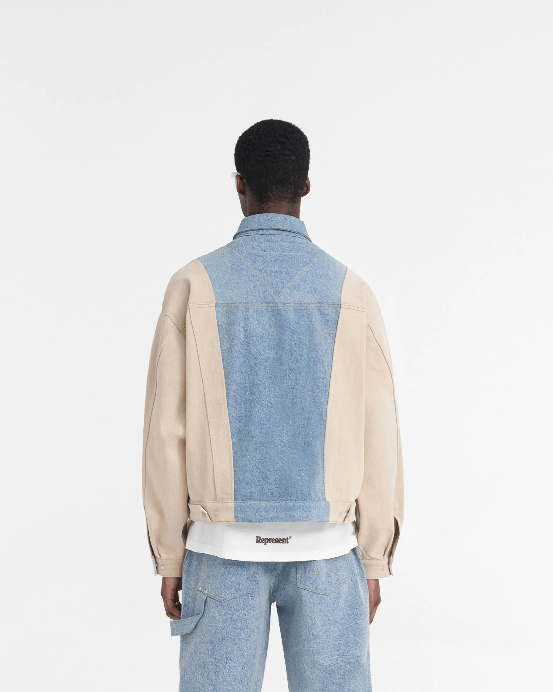 R4 Colour Block Denim Jacket - Blue