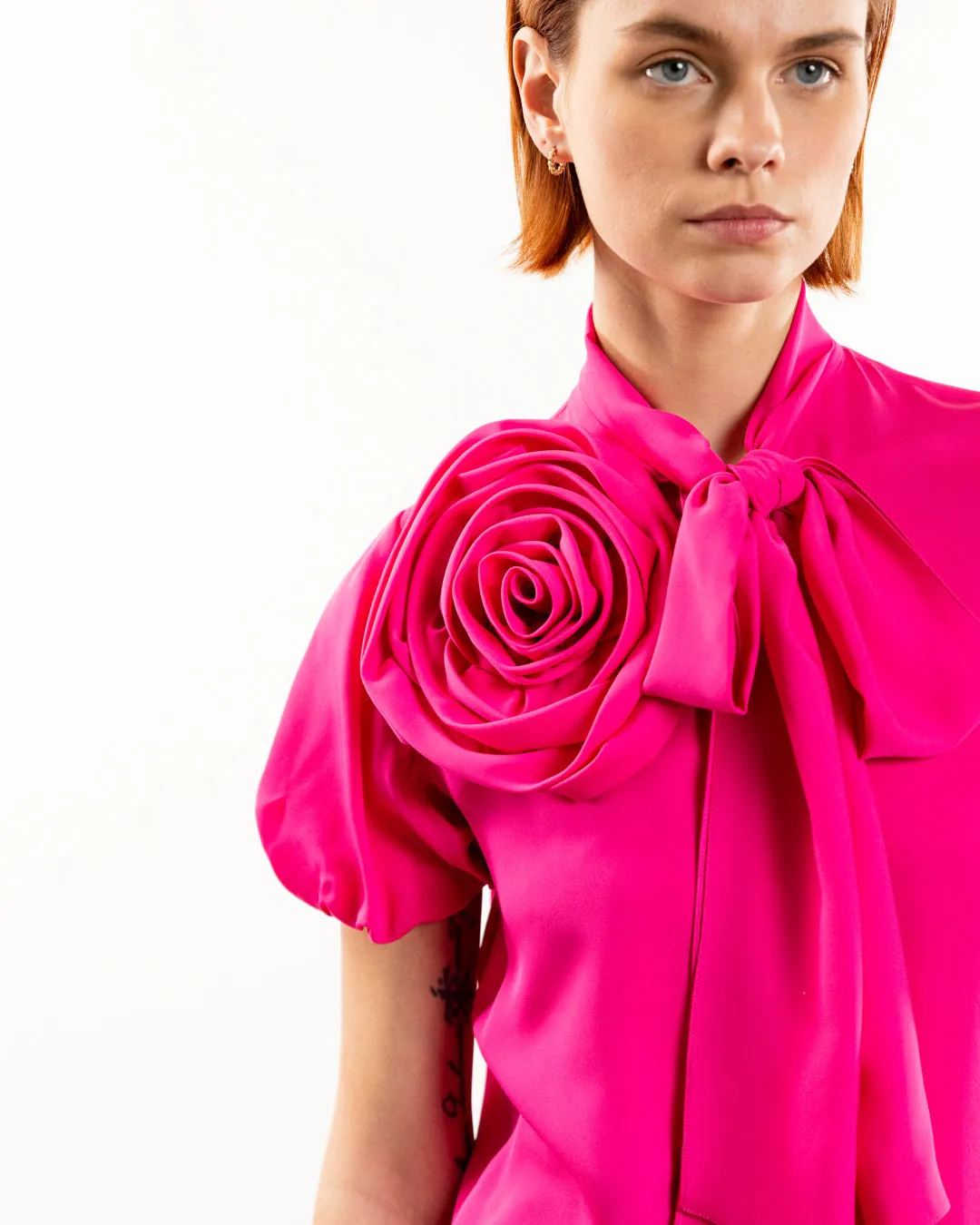 Rose-Detailed Silk Blouse