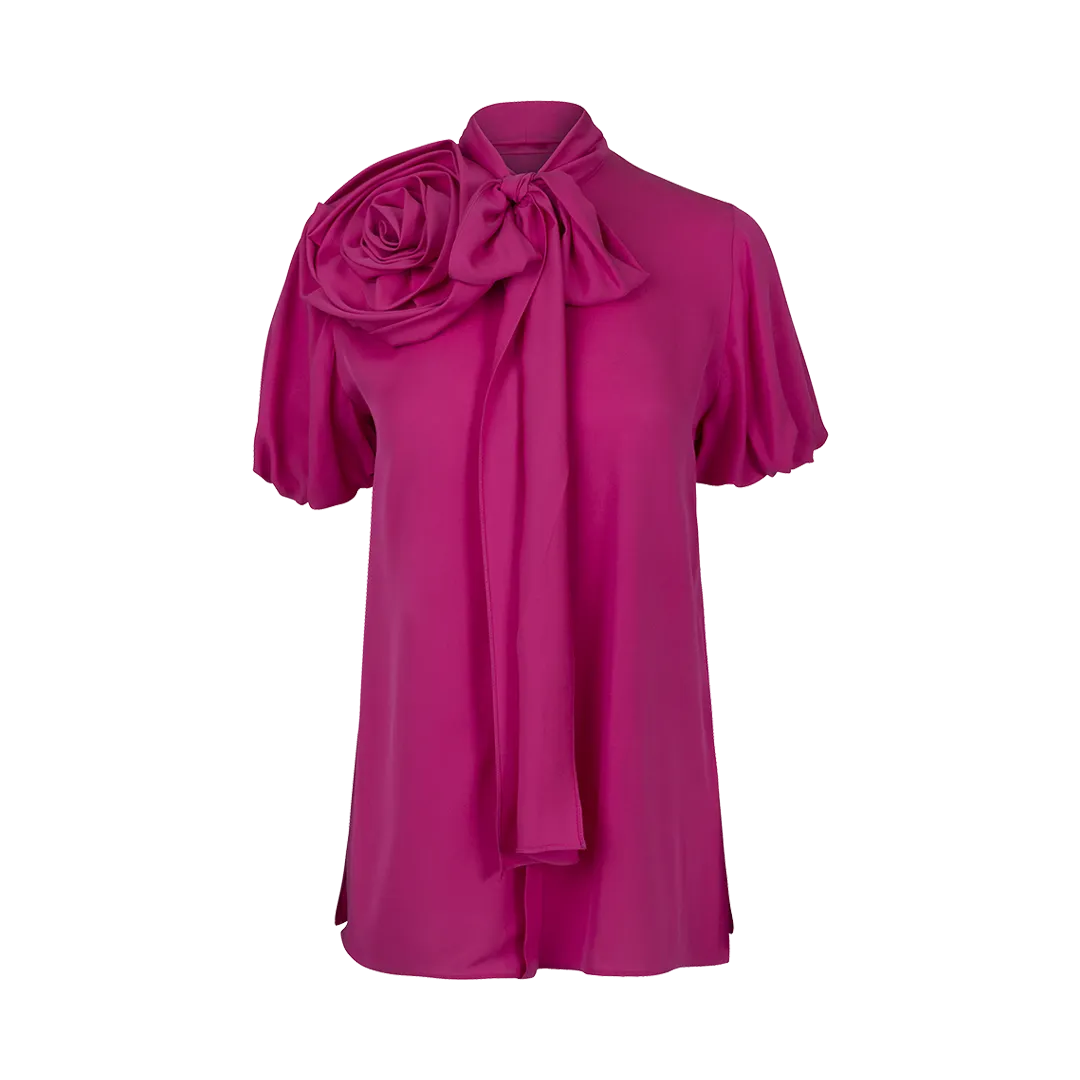 Rose-Detailed Silk Blouse