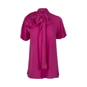 Rose-Detailed Silk Blouse