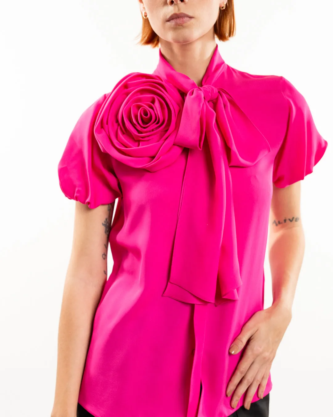 Rose-Detailed Silk Blouse