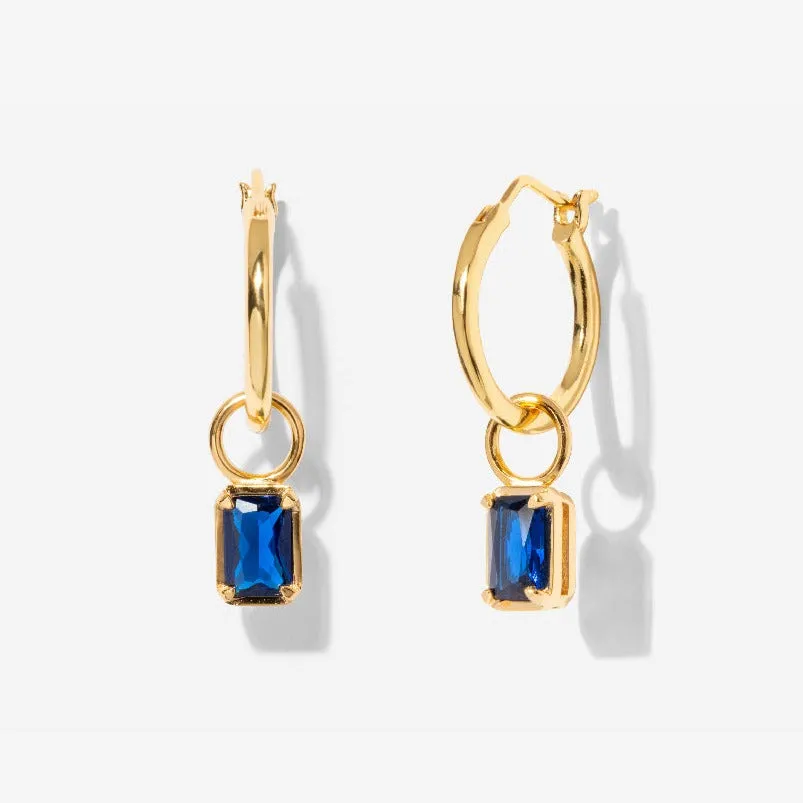 Sapphire Baguette Hoops