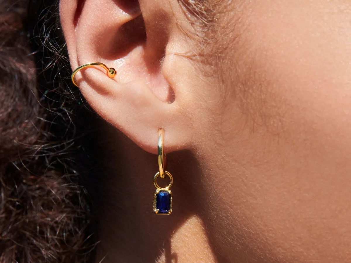 Sapphire Baguette Hoops