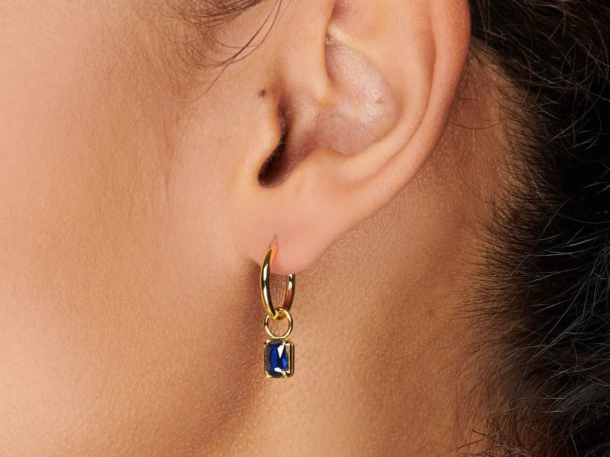 Sapphire Baguette Hoops