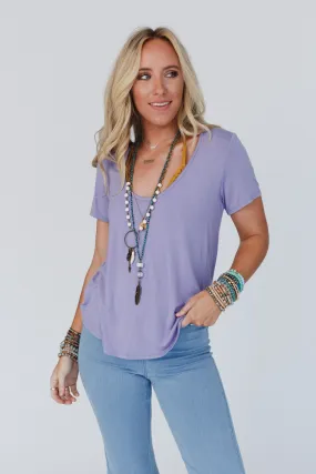 Scoop Neck Bralette Tee - New Lavender