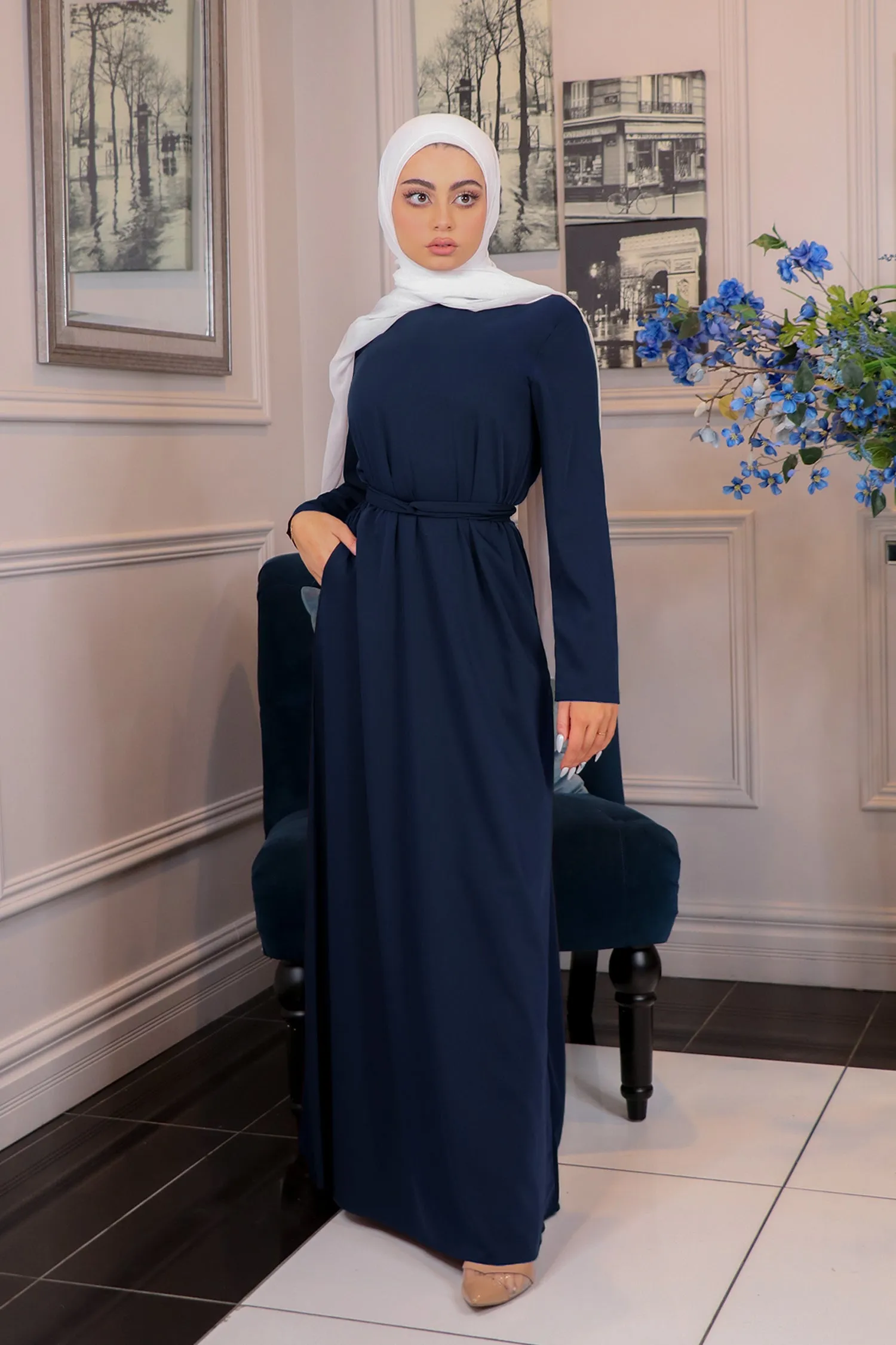 Sheath Deluxe Soft Dress- Navy Blue