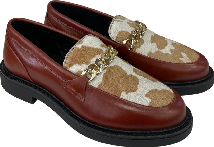 Shoe the Bear Brown Thyra Chain Leather Loafer - Tan  UK 7 EU 40 👠