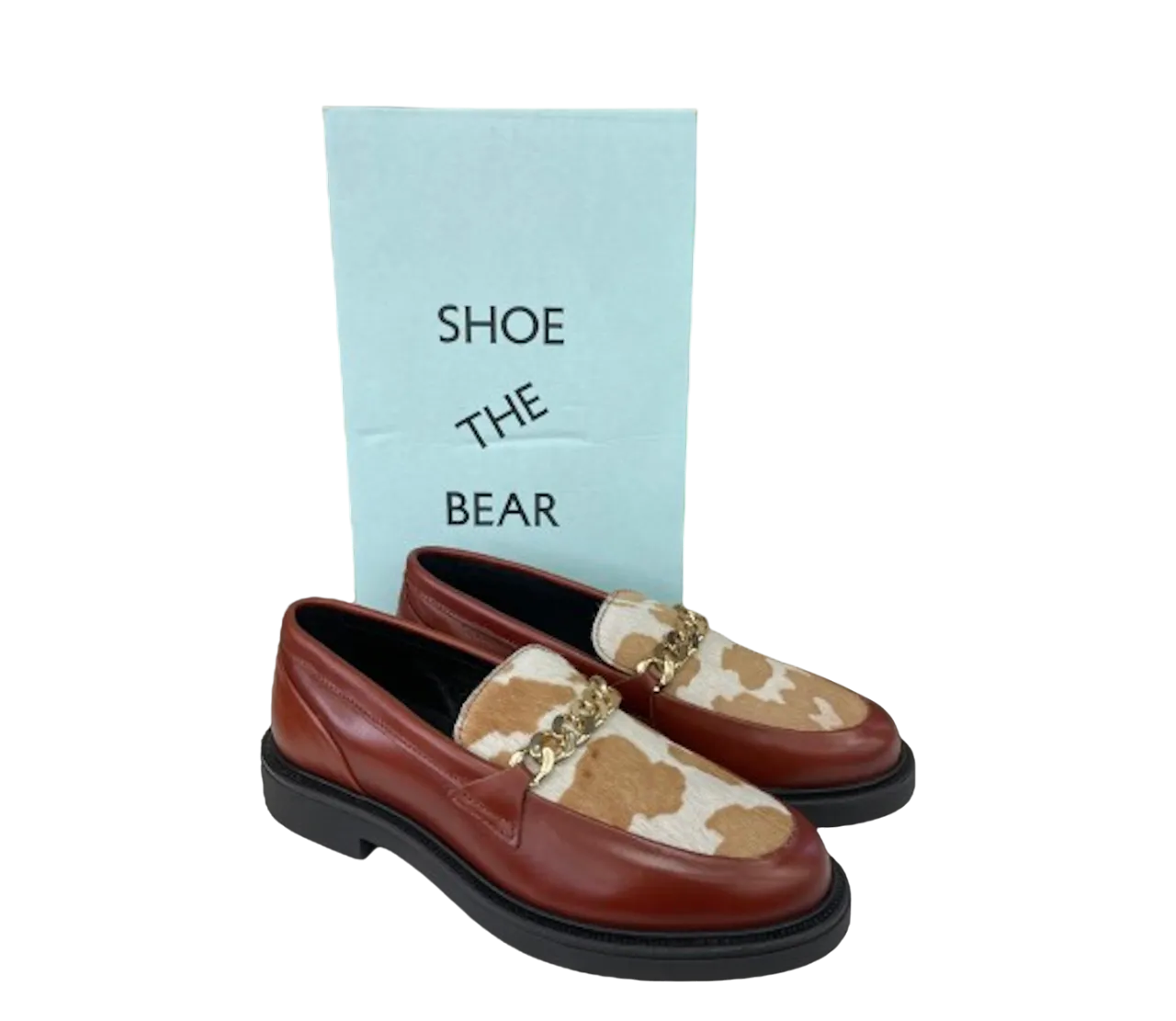 Shoe the Bear Brown Thyra Chain Leather Loafer - Tan  UK 7 EU 40 👠