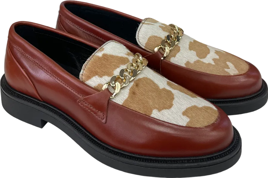 Shoe the Bear Brown Thyra Chain Leather Loafer - Tan  UK 7 EU 40 👠