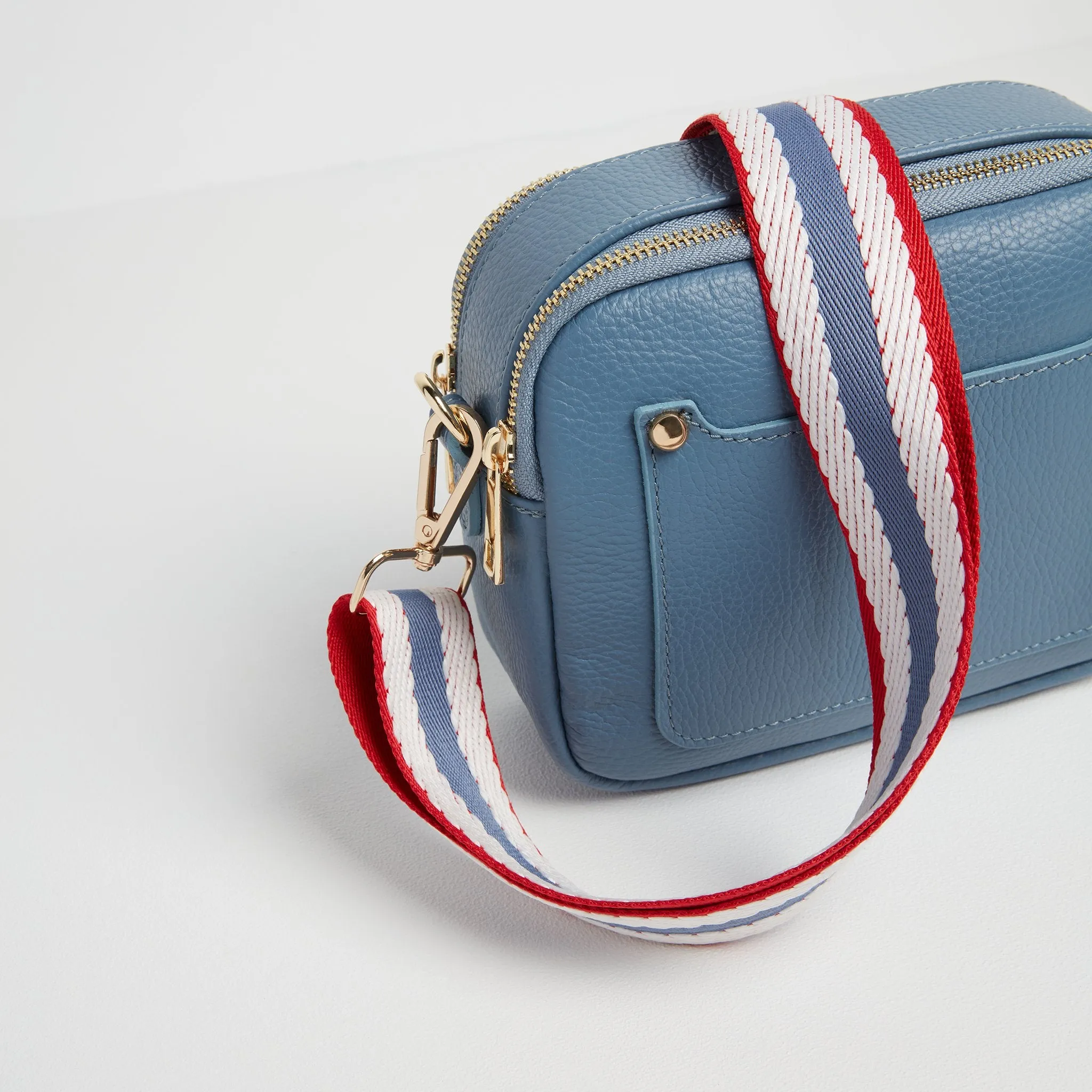 Sienna Crossbody Bag in Denim Blue with Nautical Strap