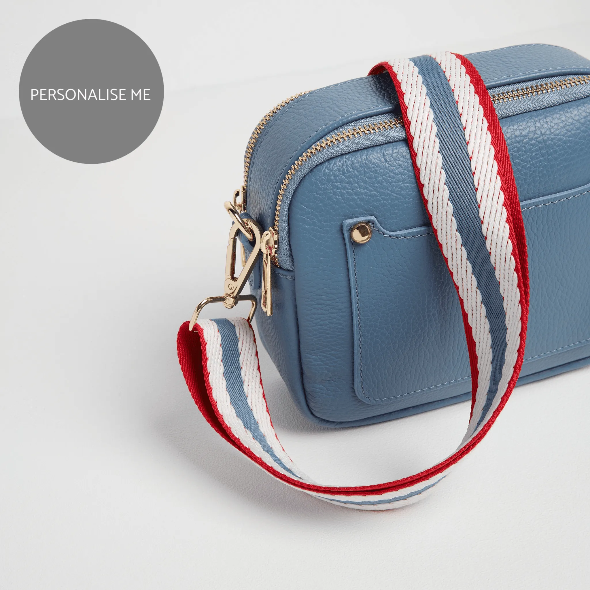 Sienna Crossbody Bag in Denim Blue with Nautical Strap