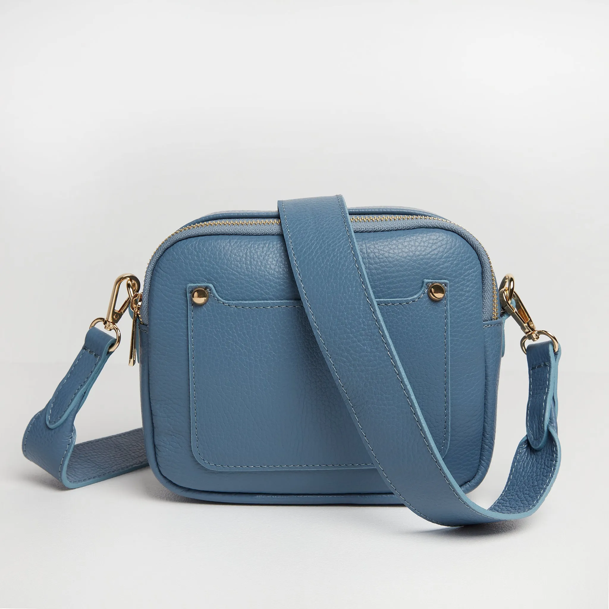 Sienna Crossbody Bag in Denim Blue with Nautical Strap