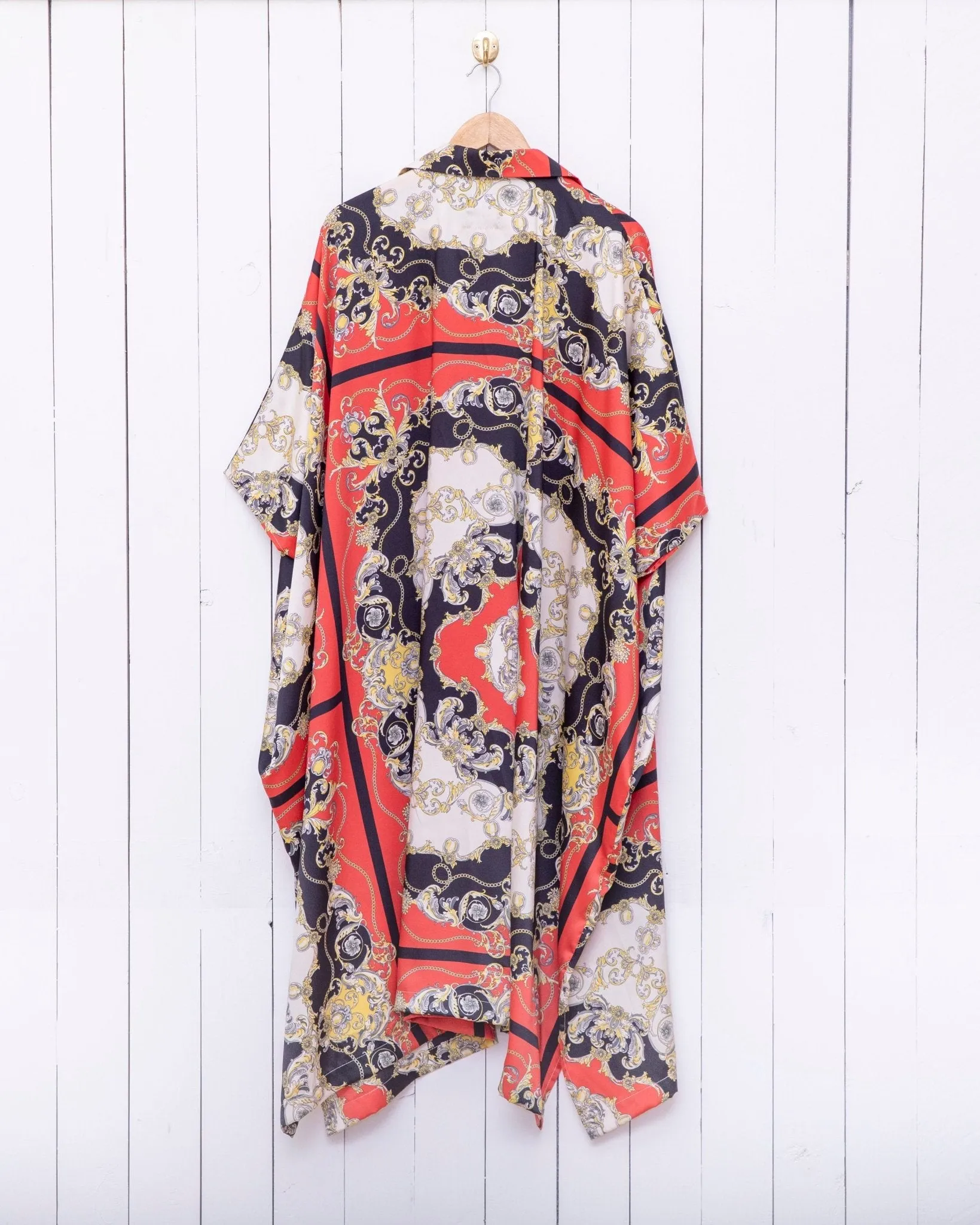 Silk Open Collar Kaftan