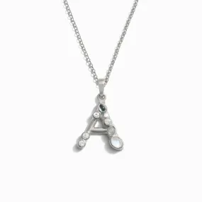 Silver Gemstone Initial Necklace