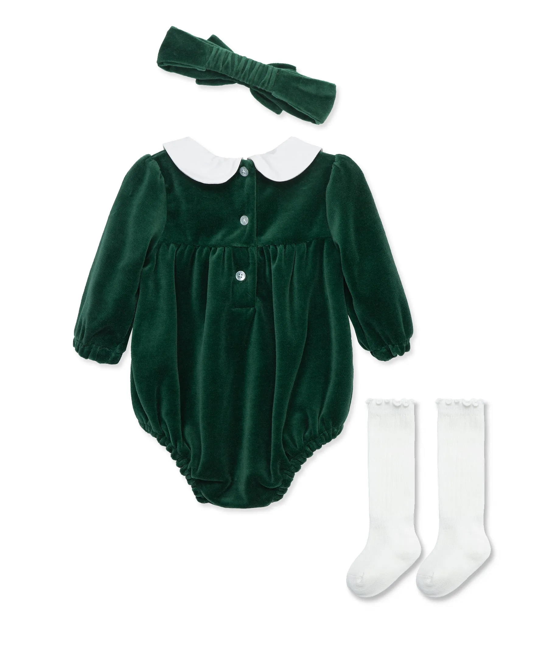 Smocked Velour Bubble Set (3M-12M)