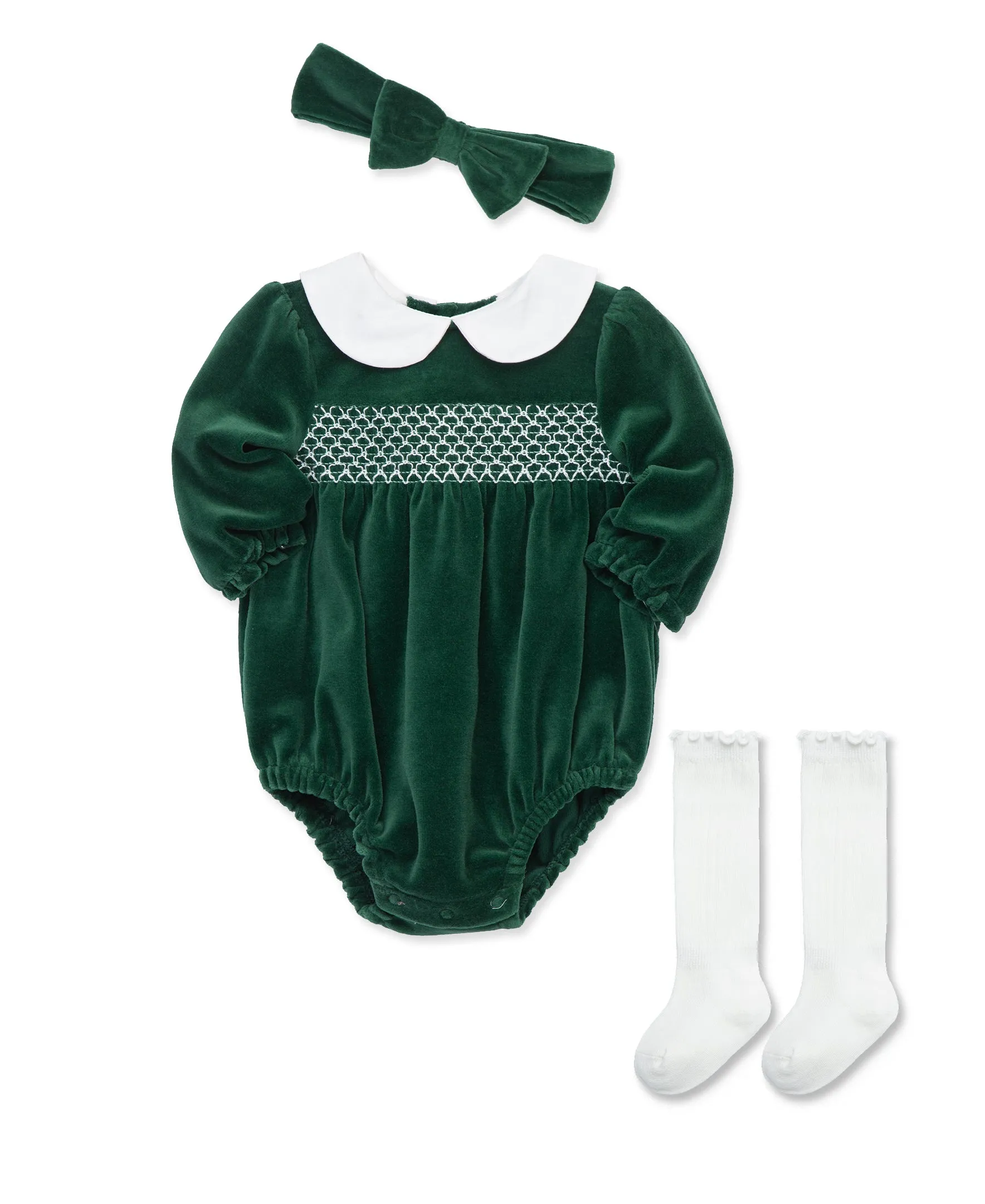 Smocked Velour Bubble Set (3M-12M)