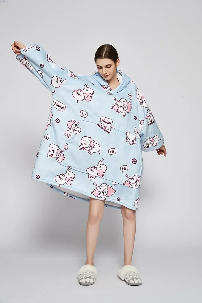 Snuggly™ Oversized Elephant Love Blanket Hoodie