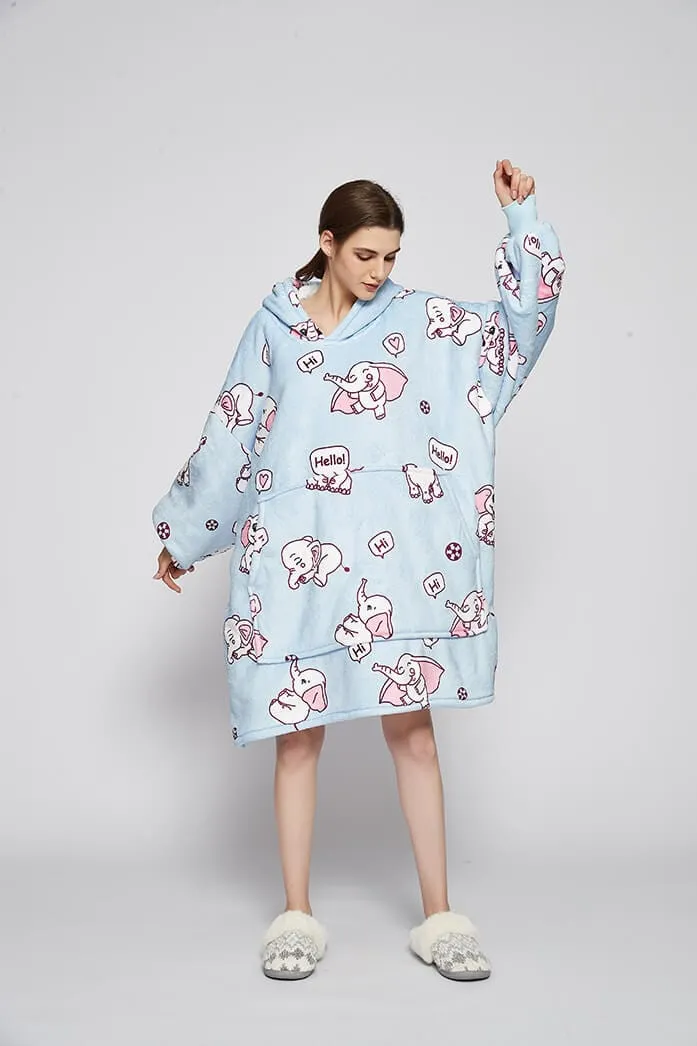 Snuggly™ Oversized Elephant Love Blanket Hoodie