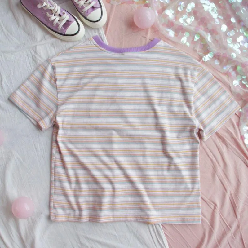 SOFTGIRL PURPLE STRIPE COTTON T-SHIRT BY22169