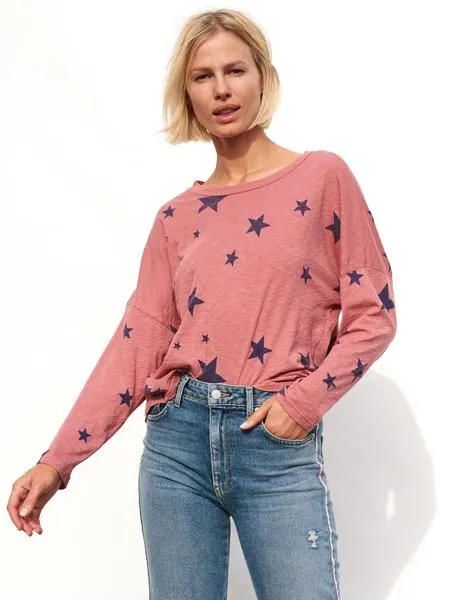 Sundry Stars Easy Long Sleeve Top Faded Rose