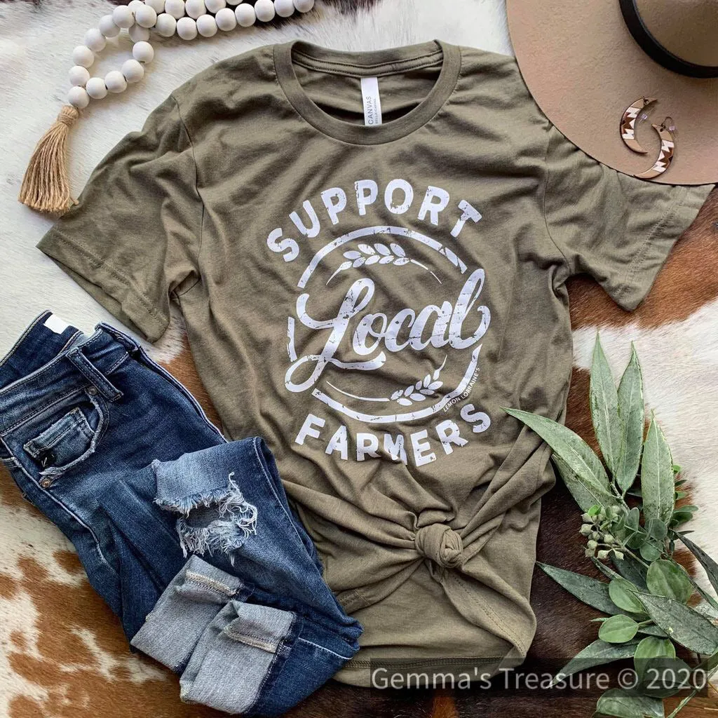 Support Local Farmers Tee in Olive