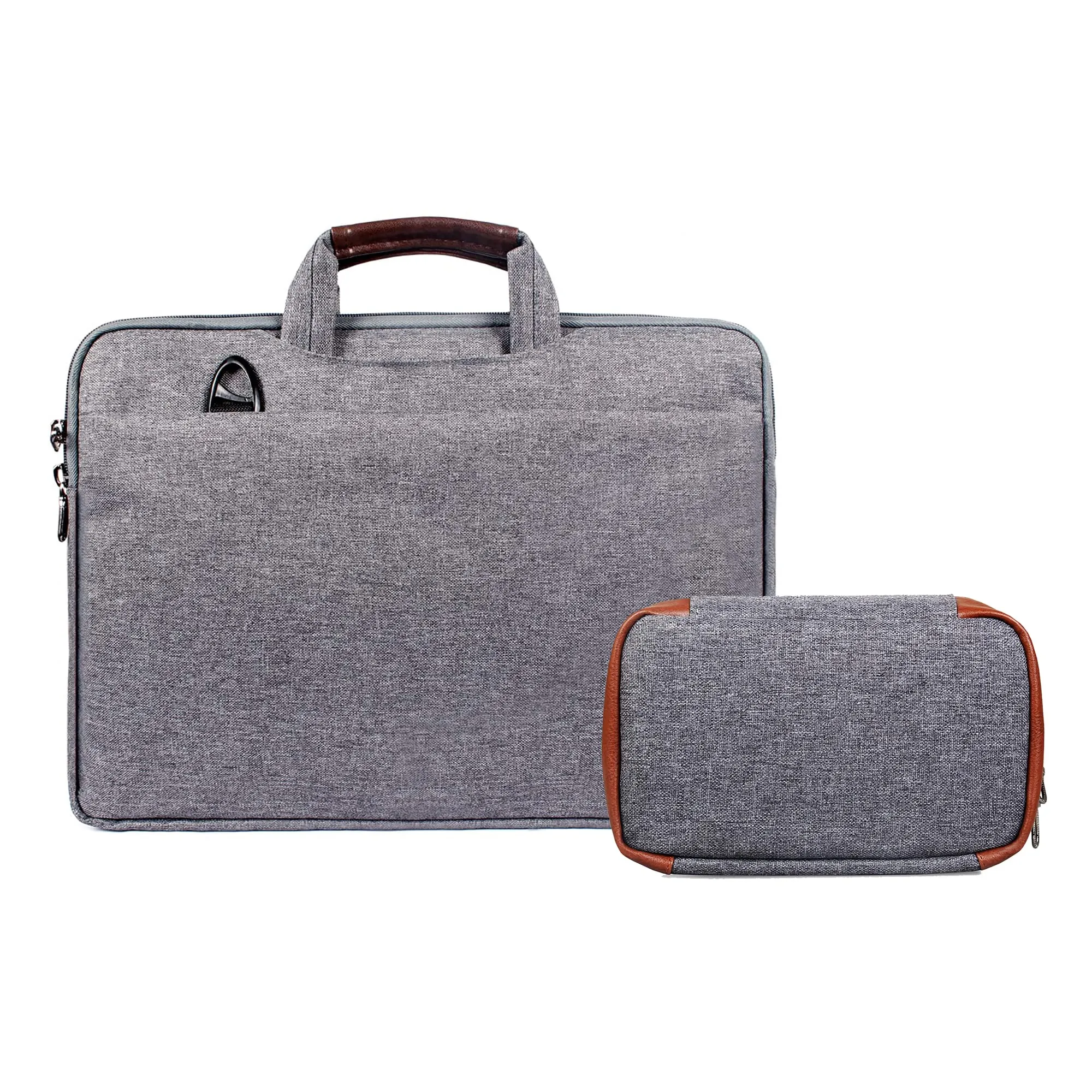 THE CLOWNFISH Combo of Ashton Polyester15.6 inch Laptop Briefcase Travel Pouch Toiletry Bag(Grey)