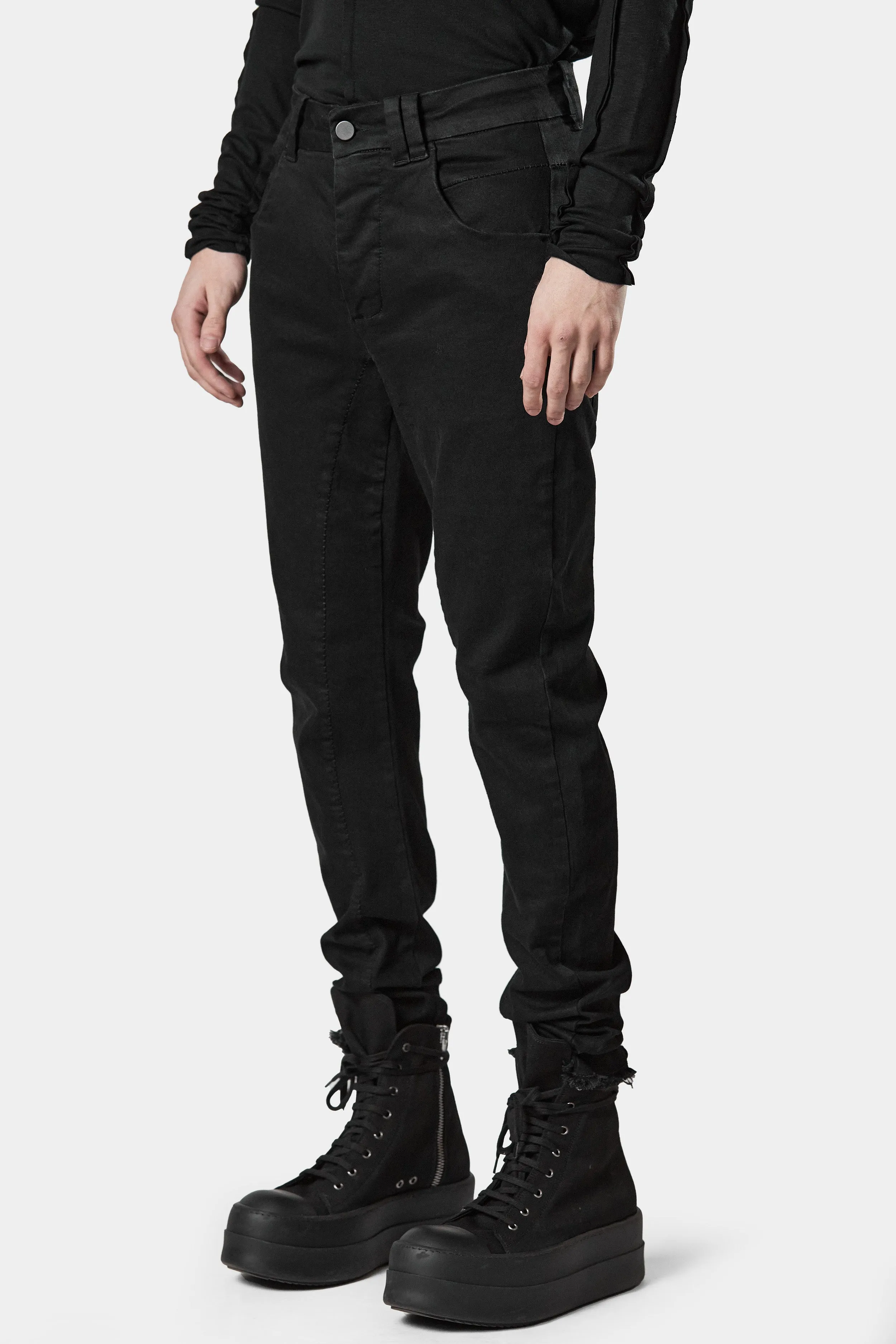 Tonal scar-stitch jeans