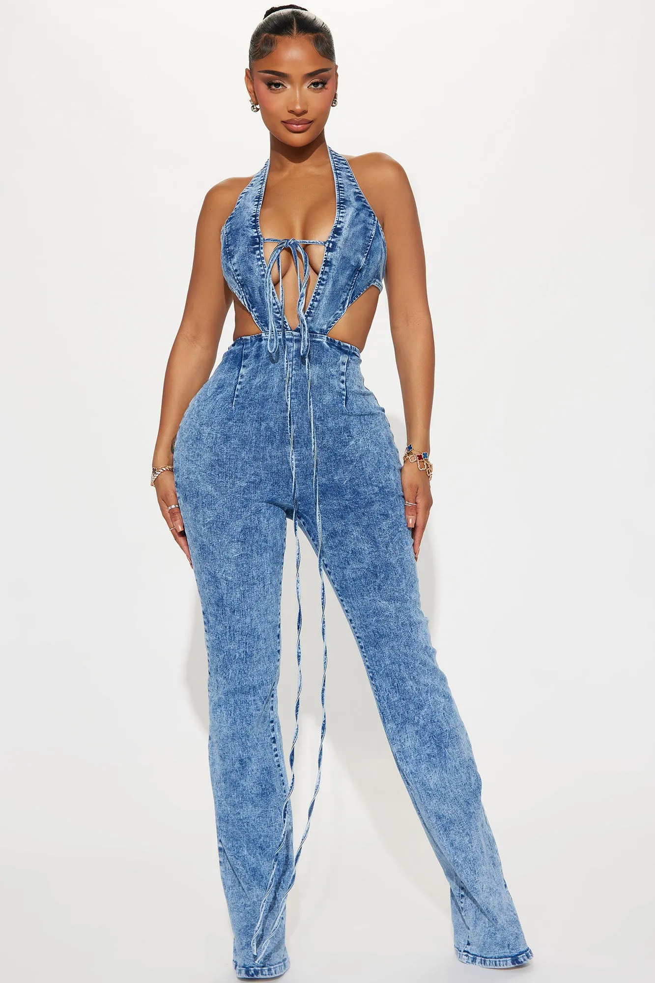 Trips To Nashville Denim Jumpsuit - Medium Wash