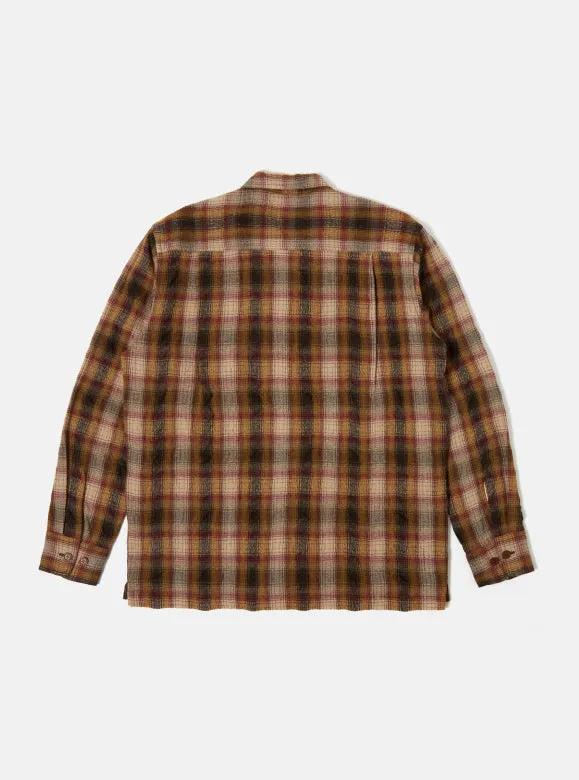 Universal Works Brown Check Utility Wool Cotton Shirt