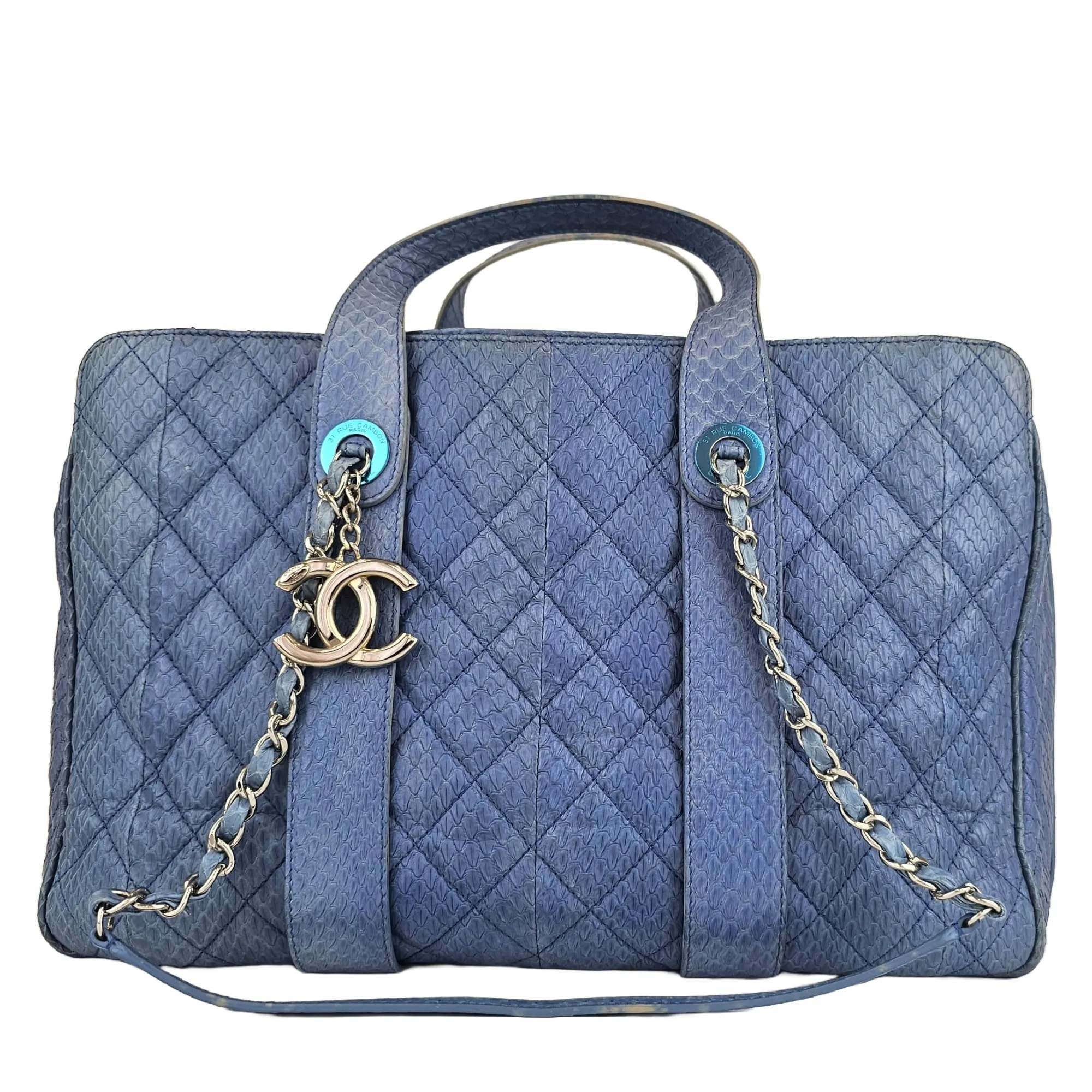 Urban Companion Top Handle Seasonal Blue Python Tote