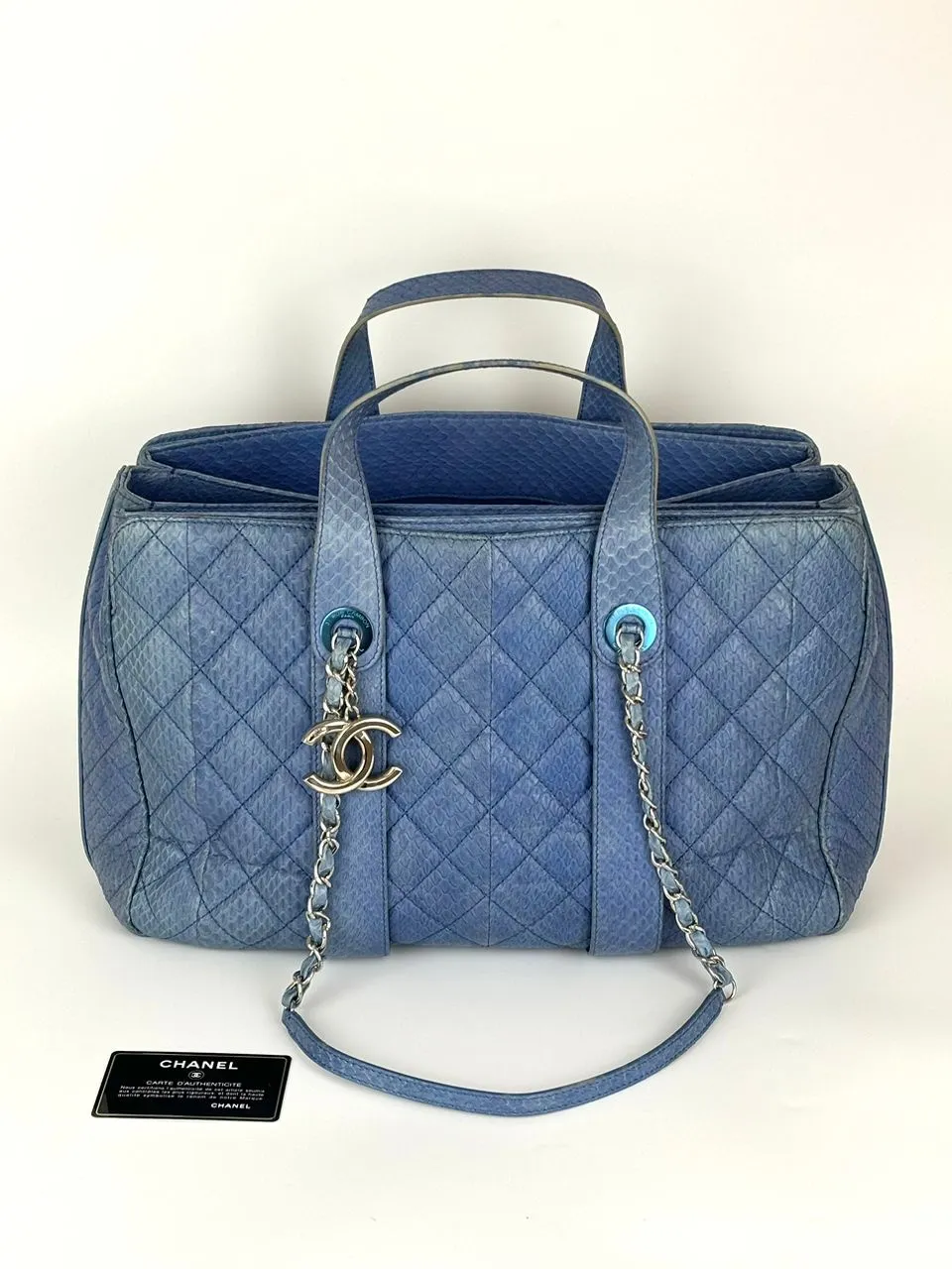 Urban Companion Top Handle Seasonal Blue Python Tote