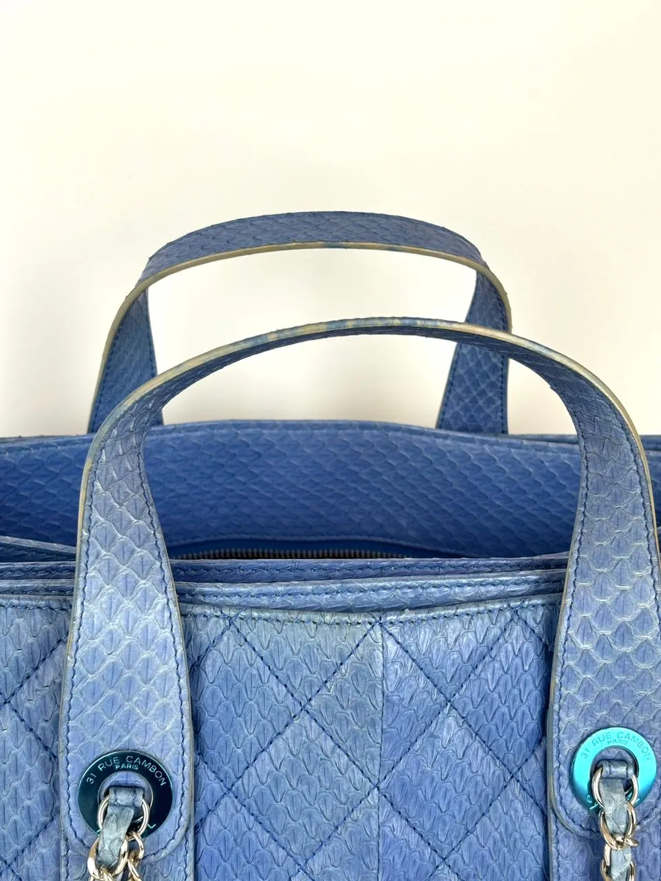 Urban Companion Top Handle Seasonal Blue Python Tote