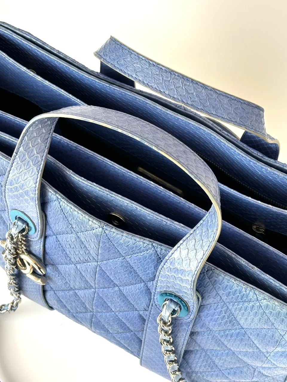 Urban Companion Top Handle Seasonal Blue Python Tote