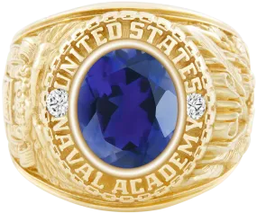 USNA Class Ring Mod™ with Iolite Centerpiece and Diamond Dividers